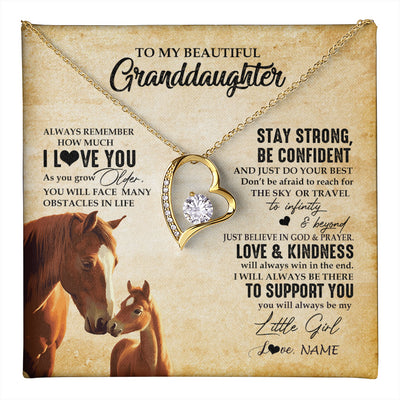 Forever Love Necklace 18K Yellow Gold Finish | 1 | Personalized To My Granddaughter From Grandma Necklace Always Remember I Love You Horse Granddaughter Birthday Christmas Customized Gift Box Message Card | teecentury