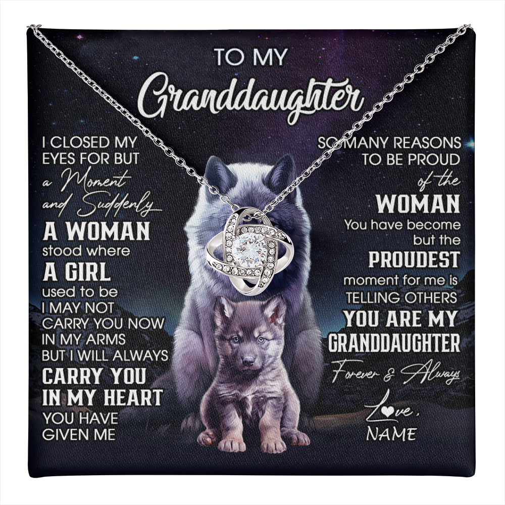 Love Knot Necklace 14K White Gold Finish | 1 | Personalized To My Granddaughter From Grandma Necklace I Close My Eyes Wolf Granddaughter Birthday Gifts Jewelry Christmas Customized Gift Box Message Card | teecentury