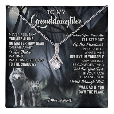 Alluring Beauty Necklace 14K White Gold Finish | 1 | Personalized To My Granddaughter From Grandma Necklace Never Feel That You Are Alone Wolf Birthday Gifts Jewelry Christmas Customized Gift Box Message Card | teecentury