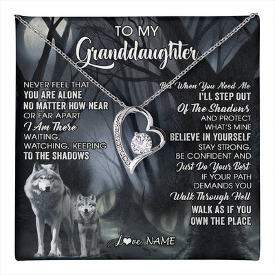 Forever Love Necklace 14K White Gold Finish | 1 | Personalized To My Granddaughter From Grandma Necklace Never Feel That You Are Alone Wolf Birthday Gifts Jewelry Christmas Customized Gift Box Message Card | teecentury