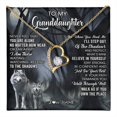 Forever Love Necklace 18K Yellow Gold Finish | 1 | Personalized To My Granddaughter From Grandma Necklace Never Feel That You Are Alone Wolf Birthday Gifts Jewelry Christmas Customized Gift Box Message Card | teecentury