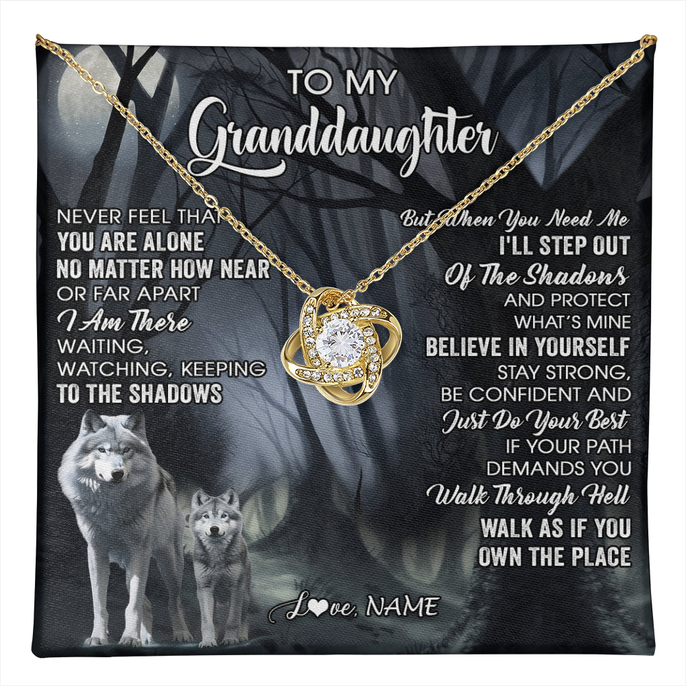 Love Knot Necklace 18K Yellow Gold Finish | 1 | Personalized To My Granddaughter From Grandma Necklace Never Feel That You Are Alone Wolf Birthday Gifts Jewelry Christmas Customized Gift Box Message Card | teecentury