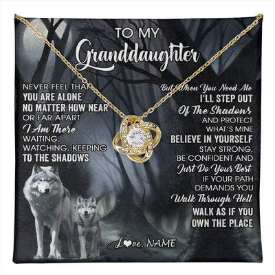 Love Knot Necklace 18K Yellow Gold Finish | 1 | Personalized To My Granddaughter From Grandma Necklace Never Feel That You Are Alone Wolf Birthday Gifts Jewelry Christmas Customized Gift Box Message Card | teecentury