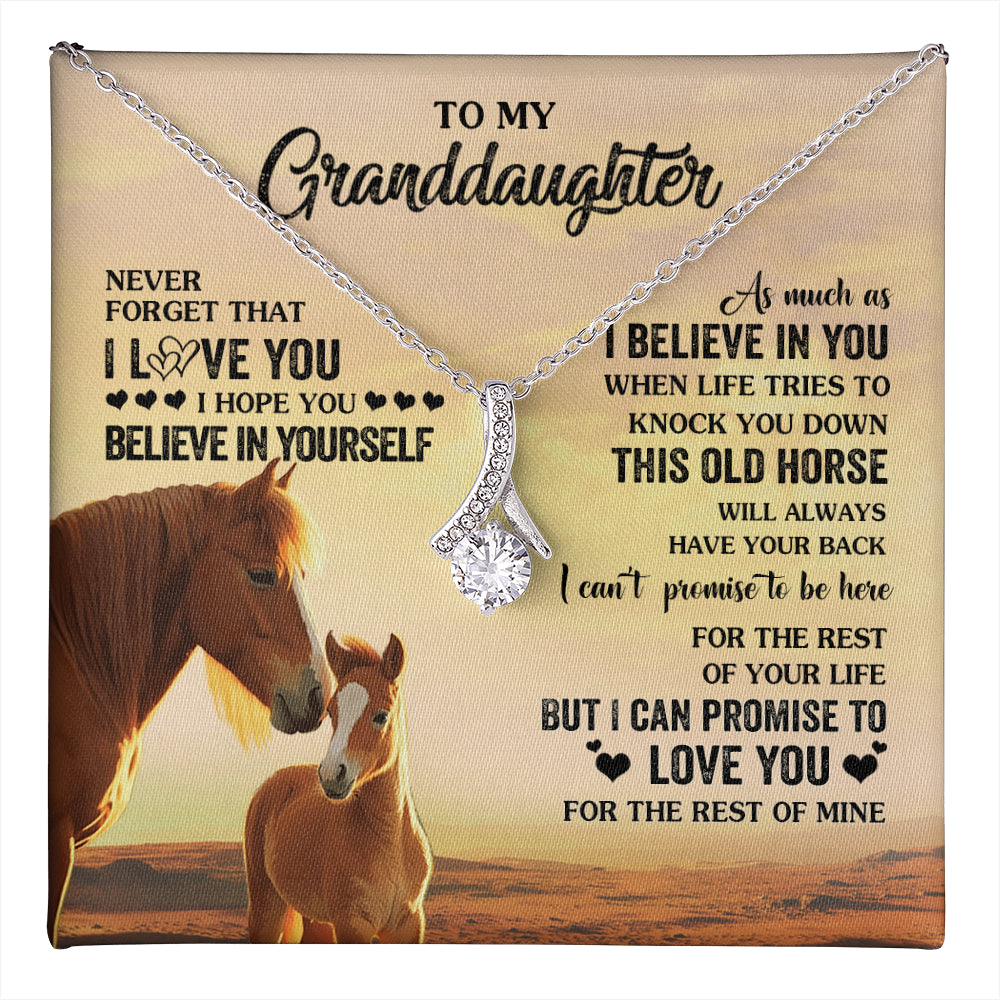 Alluring Beauty Necklace 14K White Gold Finish | 1 | Personalized To My Granddaughter From Grandma Necklace This Old Horse Love You Granddaughter Birthday Gifts Jewelry Christmas Customized Gift Box Message Card | teecentury