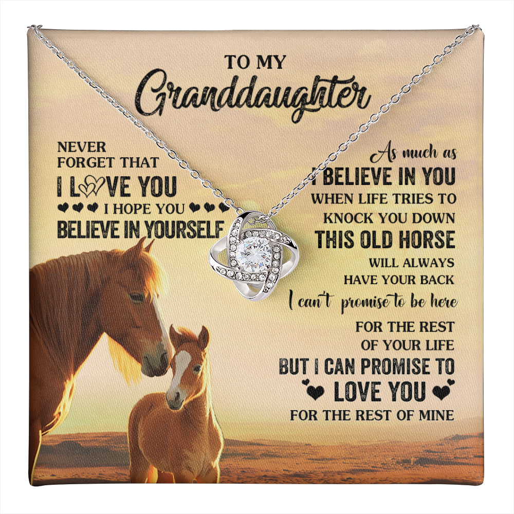 Love Knot Necklace 14K White Gold Finish | 1 | Personalized To My Granddaughter From Grandma Necklace This Old Horse Love You Granddaughter Birthday Gifts Jewelry Christmas Customized Gift Box Message Card | teecentury