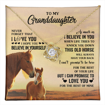 Love Knot Necklace 18K Yellow Gold Finish | 1 | Personalized To My Granddaughter From Grandma Necklace This Old Horse Love You Granddaughter Birthday Gifts Jewelry Christmas Customized Gift Box Message Card | teecentury