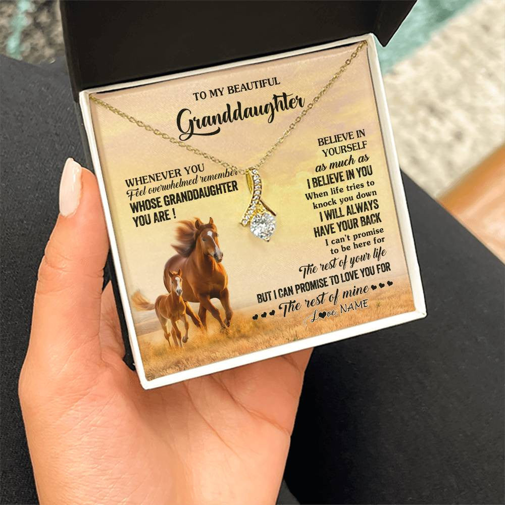 Alluring Beauty Necklace 18K Yellow Gold Finish | 2 | Personalized To My Granddaughter From Grandma Necklace Whenever You Feel Horse Granddaughter Birthday Gifts Jewelry Christmas Customized Gift Box Message Card | teecentury