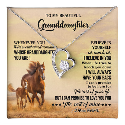Forever Love Necklace 14K White Gold Finish | 1 | Personalized To My Granddaughter From Grandma Necklace Whenever You Feel Horse Granddaughter Birthday Gifts Jewelry Christmas Customized Gift Box Message Card | teecentury