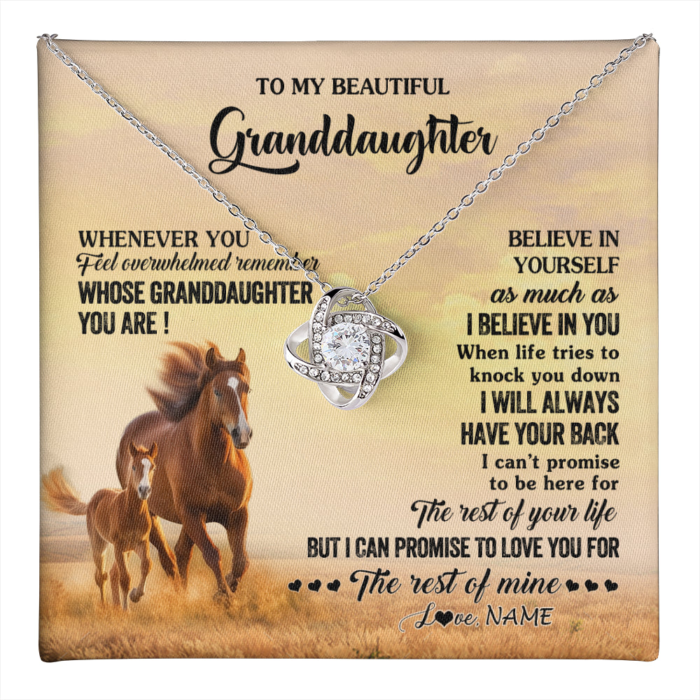 Love Knot Necklace 14K White Gold Finish | 1 | Personalized To My Granddaughter From Grandma Necklace Whenever You Feel Horse Granddaughter Birthday Gifts Jewelry Christmas Customized Gift Box Message Card | teecentury
