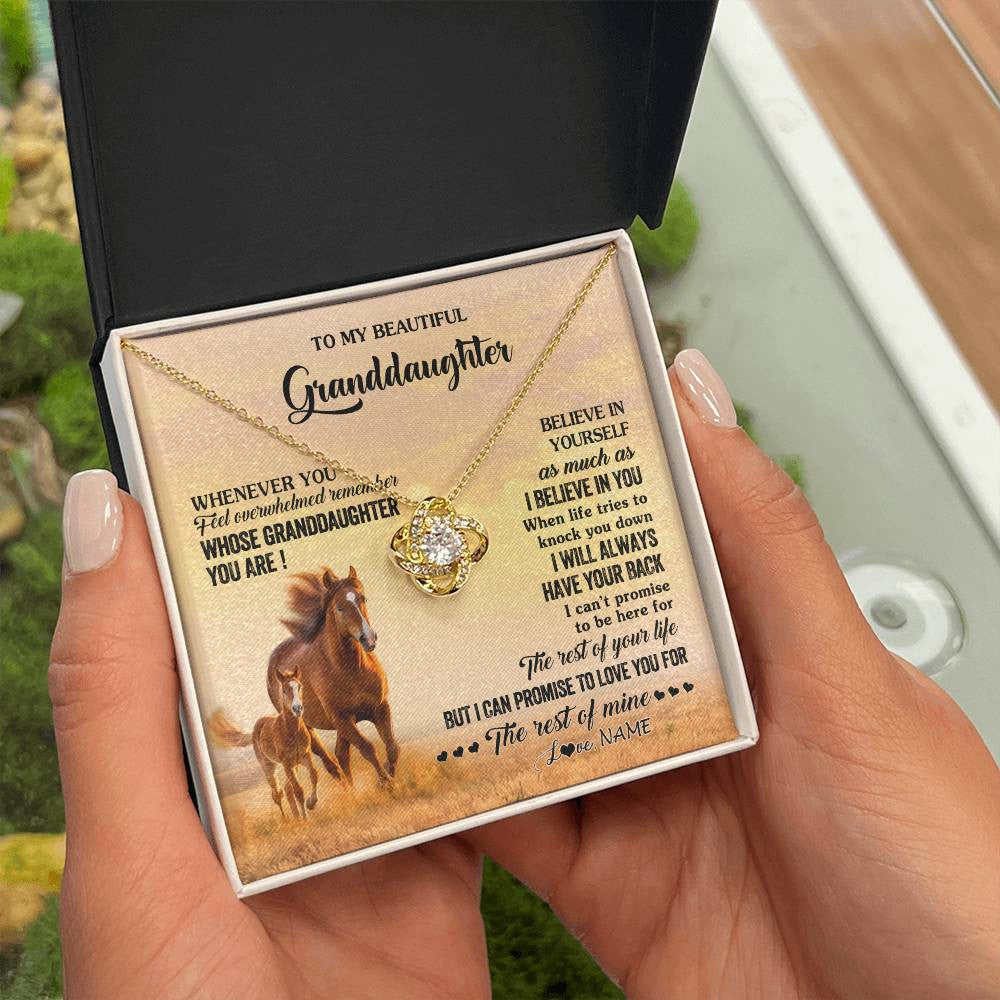 Love Knot Necklace 18K Yellow Gold Finish | 2 | Personalized To My Granddaughter From Grandma Necklace Whenever You Feel Horse Granddaughter Birthday Gifts Jewelry Christmas Customized Gift Box Message Card | teecentury