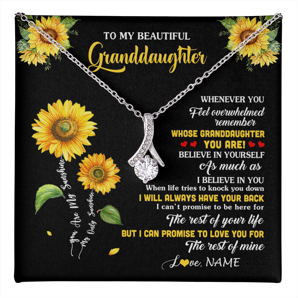 Alluring Beauty Necklace 14K White Gold Finish | 1 | Personalized To My Granddaughter From Grandma Necklace Whenever You Feel Sunflower Granddaughter Birthday Graduation Christmas Customized Gift Box Message Card | teecentury