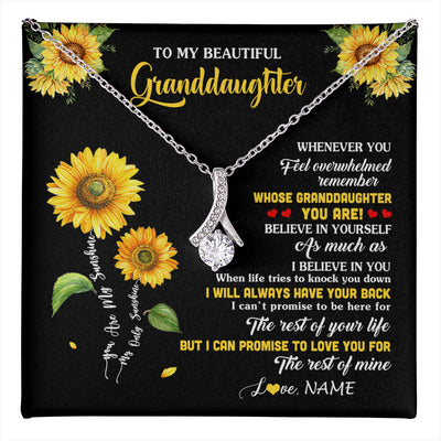 Alluring Beauty Necklace 14K White Gold Finish | 1 | Personalized To My Granddaughter From Grandma Necklace Whenever You Feel Sunflower Granddaughter Birthday Graduation Christmas Customized Gift Box Message Card | teecentury