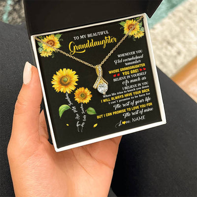 Alluring Beauty Necklace 18K Yellow Gold Finish | 2 | Personalized To My Granddaughter From Grandma Necklace Whenever You Feel Sunflower Granddaughter Birthday Graduation Christmas Customized Gift Box Message Card | teecentury