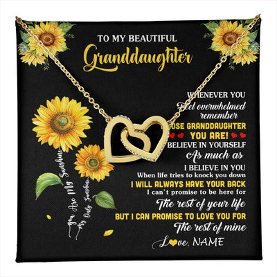 Interlocking Hearts Necklace 18K Yellow Gold Finish | 1 | Personalized To My Granddaughter From Grandma Necklace Whenever You Feel Sunflower Granddaughter Birthday Graduation Christmas Customized Gift Box Message Card | teecentury