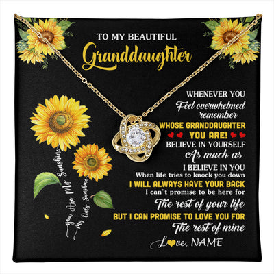 Love Knot Necklace 18K Yellow Gold Finish | 1 | Personalized To My Granddaughter From Grandma Necklace Whenever You Feel Sunflower Granddaughter Birthday Graduation Christmas Customized Gift Box Message Card | teecentury