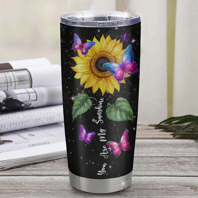 Personalized To My Granddaughter From Grandma Stainless Steel Tumbler Cup You Are My Sunshine Sunflower Butterfly Granddaughter Birthday Graduation Christmas Travel Mug | teecentury