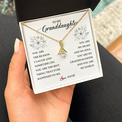 Alluring Beauty Necklace 18K Yellow Gold Finish | Personalized To My Granddaughter From Grandma You Are My Heart My And My Sould Granddaughter Jewelry Birthday Christmas Customized Gift Box Message Card | teecentury