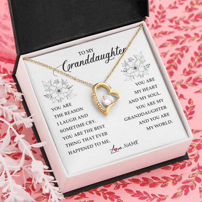 Forever Love Necklace 18K Yellow Gold Finish | Personalized To My Granddaughter From Grandma You Are My Heart My And My Sould Granddaughter Jewelry Birthday Christmas Customized Gift Box Message Card | teecentury