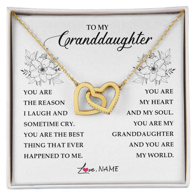 Interlocking Hearts Necklace 18K Yellow Gold Finish | Personalized To My Granddaughter From Grandma You Are My Heart My And My Sould Granddaughter Jewelry Birthday Christmas Customized Gift Box Message Card | teecentury