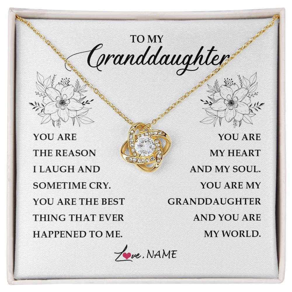Love Knot Necklace 18K Yellow Gold Finish | Personalized To My Granddaughter From Grandma You Are My Heart My And My Sould Granddaughter Jewelry Birthday Christmas Customized Gift Box Message Card | teecentury