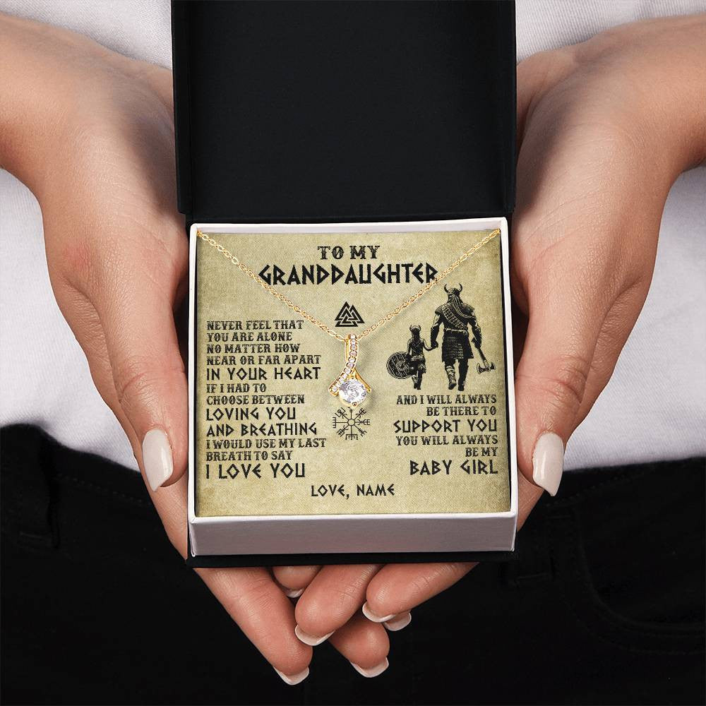 Alluring Beauty Necklace 18K Yellow Gold Finish | 2 | Personalized To My Granddaughter From Grandpa Necklace Viking Never Feel That You Are Alone Viking Birthday Gifts Christmas Customized Gift Box Message Card | teecentury