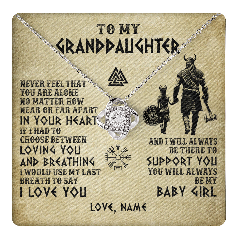 Love Knot Necklace 14K White Gold Finish | 1 | Personalized To My Granddaughter From Grandpa Necklace Viking Never Feel That You Are Alone Viking Birthday Gifts Christmas Customized Gift Box Message Card | teecentury