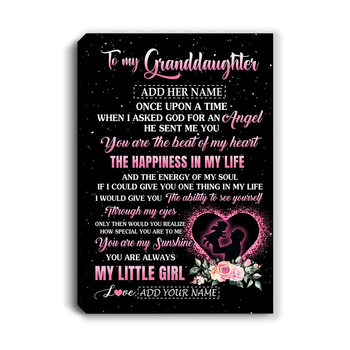 Personalized To My Granddaughter From Grandpa Papa Canvas Once Upon A Time Birthday Graduation Gifts For Granddaughter Gifts Christmas Custom  Art Print Framed Canvas | teecentury