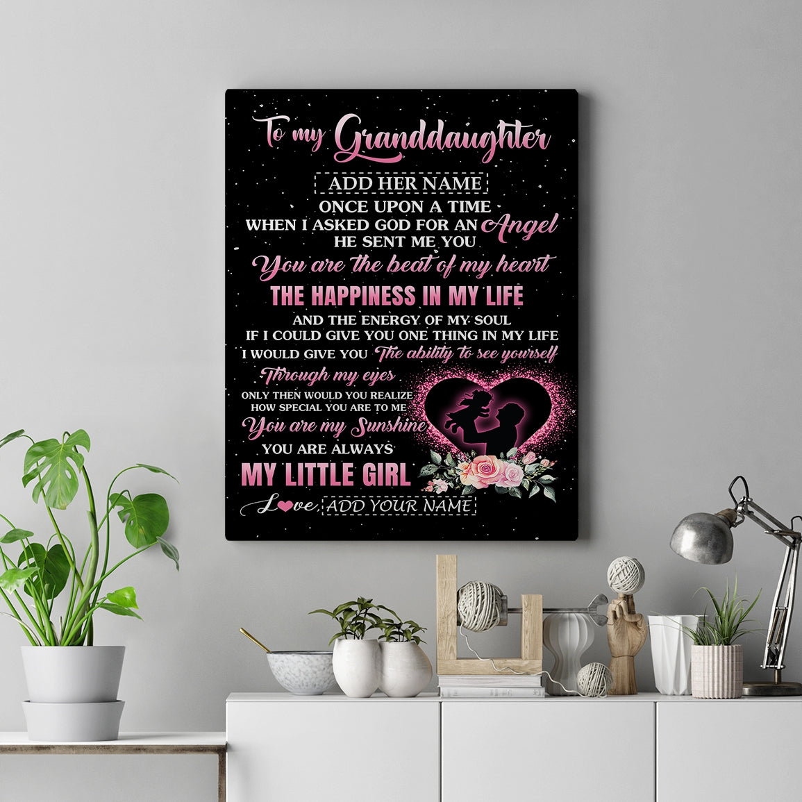 Personalized To My Granddaughter From Grandpa Papa Canvas Once Upon A Time Birthday Graduation Gifts For Granddaughter Gifts Christmas Custom  Art Print Framed Canvas | teecentury