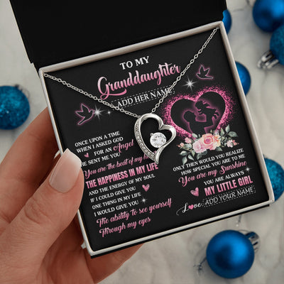 Forever Love Necklace 14K White Gold Finish | 2 | Personalized To My Granddaughter From Grandpa Papa Necklace Once Upon A Time Birthday Graduation Gifts For Granddaughter Gifts Christmas Gift Box Message Card | teecentury.myshopify