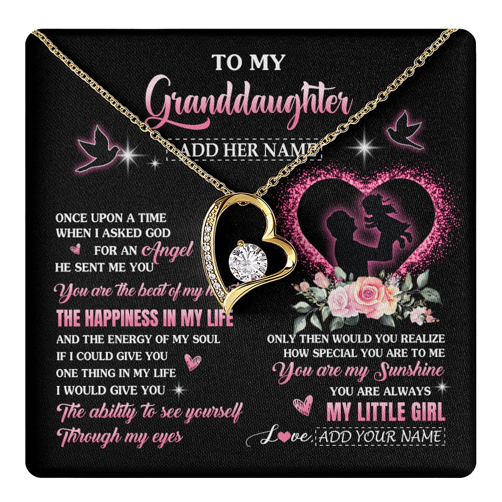 Forever Love Necklace 18K Yellow Gold Finish | 1 | Personalized To My Granddaughter From Grandpa Papa Necklace Once Upon A Time Birthday Graduation Gifts For Granddaughter Gifts Christmas Gift Box Message Card | teecentury.myshopify