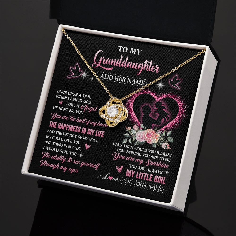 Love Knot Necklace 18K Yellow Gold Finish | 2 | Personalized To My Granddaughter From Grandpa Papa Necklace Once Upon A Time Birthday Graduation Gifts For Granddaughter Gifts Christmas Gift Box Message Card | teecentury.myshopify
