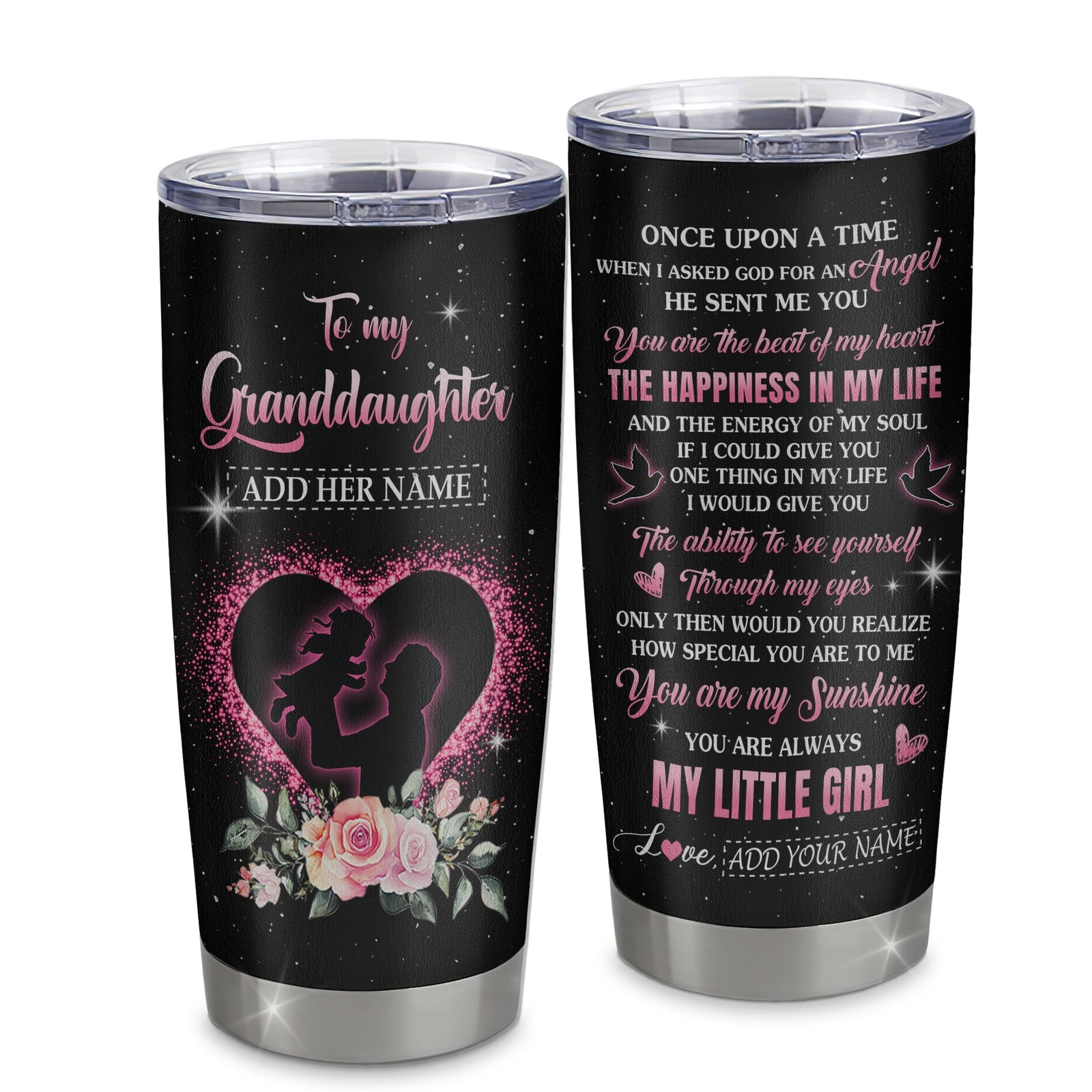 Personalized To My Granddaughter From Grandpa Papa Tumbler Once Upon A Time Birthday Graduation Gifts For Granddaughter Gifts Christmas Stainless Steel Cup Travel Mug | teecentury