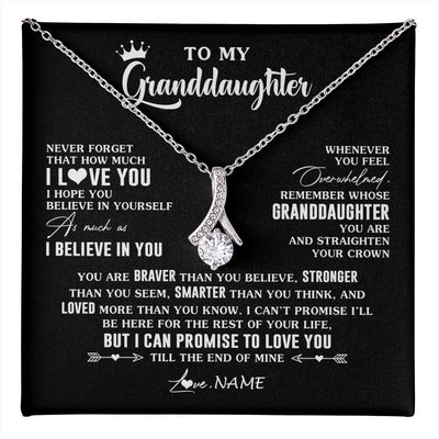 Alluring Beauty Necklace 14K White Gold Finish | 1 | Personalized To My Granddaughter Gifs From Grandma Necklace How Much I Love You Granddaughter Birthday Graduation Christmas Customized Gift Box Message Card | teecentury