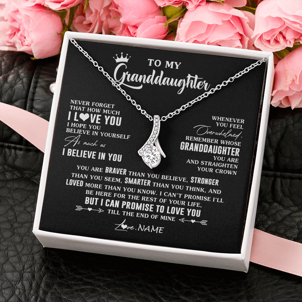 Alluring Beauty Necklace 14K White Gold Finish | 2 | Personalized To My Granddaughter Gifs From Grandma Necklace How Much I Love You Granddaughter Birthday Graduation Christmas Customized Gift Box Message Card | teecentury