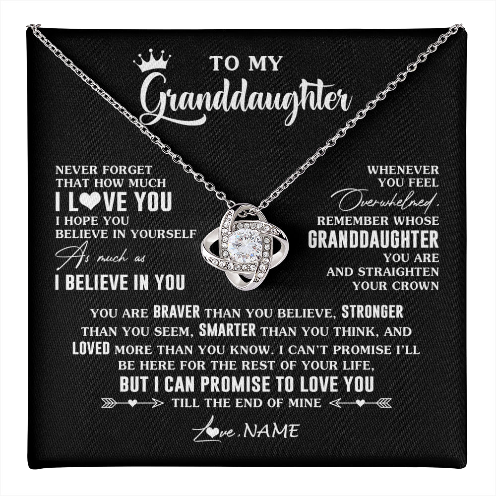 Love Knot Necklace 14K White Gold Finish | 1 | Personalized To My Granddaughter Gifs From Grandma Necklace How Much I Love You Granddaughter Birthday Graduation Christmas Customized Gift Box Message Card | teecentury