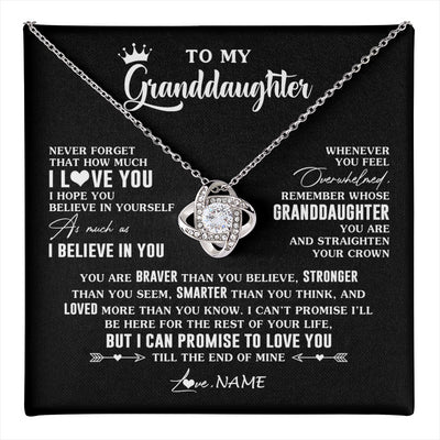 Love Knot Necklace 14K White Gold Finish | 1 | Personalized To My Granddaughter Gifs From Grandma Necklace How Much I Love You Granddaughter Birthday Graduation Christmas Customized Gift Box Message Card | teecentury