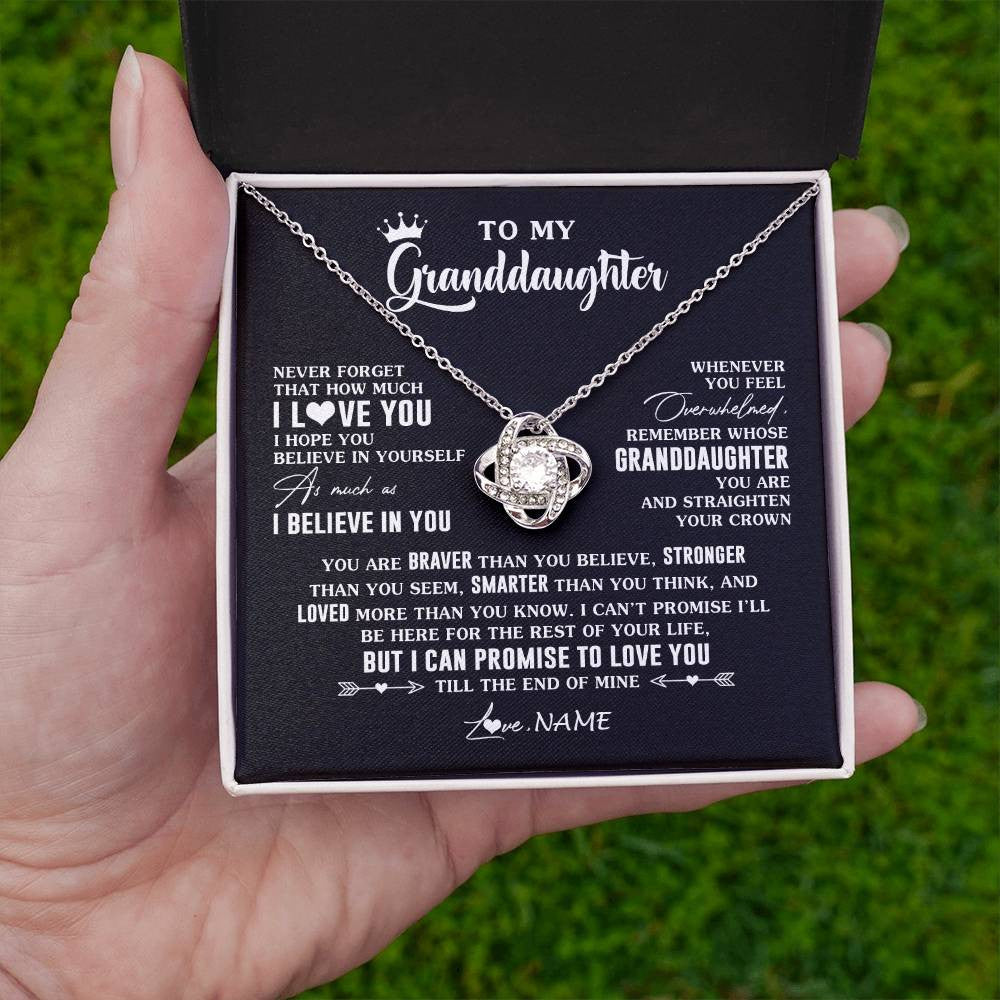 Love Knot Necklace 14K White Gold Finish | 2 | Personalized To My Granddaughter Gifs From Grandma Necklace How Much I Love You Granddaughter Birthday Graduation Christmas Customized Gift Box Message Card | teecentury