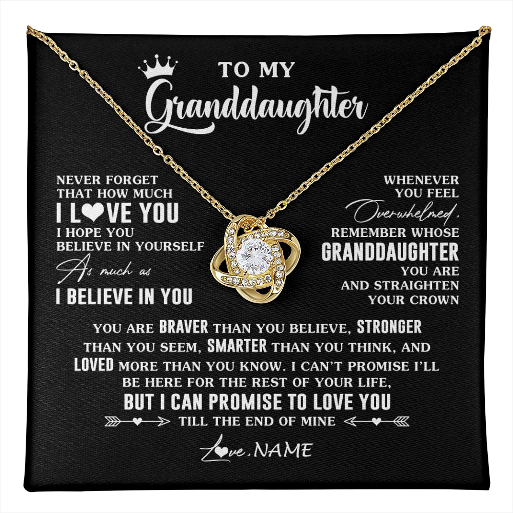 Love Knot Necklace 18K Yellow Gold Finish | 1 | Personalized To My Granddaughter Gifs From Grandma Necklace How Much I Love You Granddaughter Birthday Graduation Christmas Customized Gift Box Message Card | teecentury