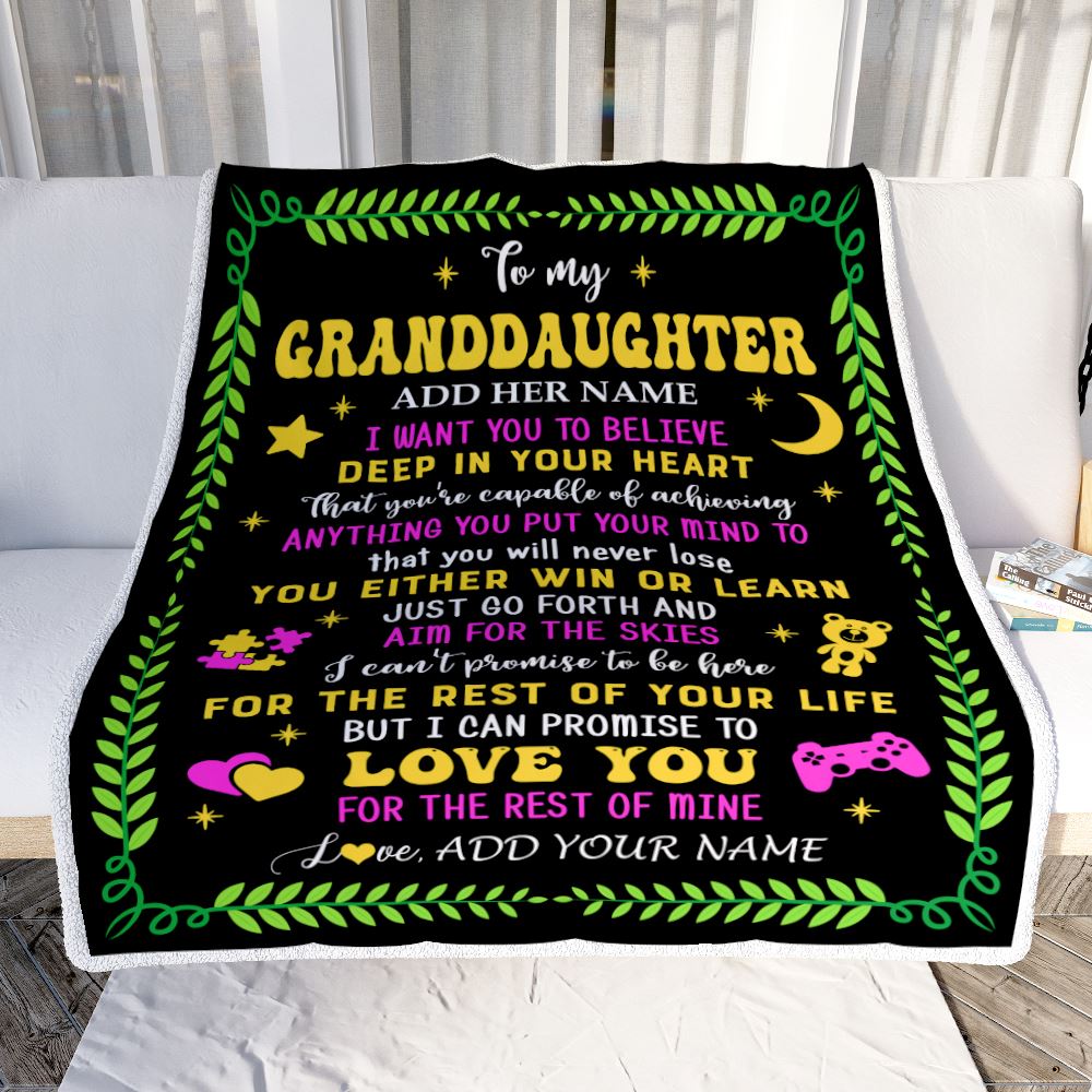 Personalized To My Granddaughter Gift Blanket From Grandparents Letter Sleep Cute Granddaughter Birthday Idea Graduation Christmas Fleece Throw Blanket | teecentury