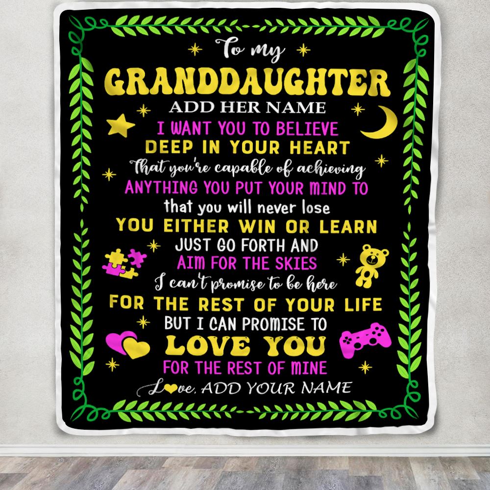Personalized To My Granddaughter Gift Blanket From Grandparents Letter Sleep Cute Granddaughter Birthday Idea Graduation Christmas Fleece Throw Blanket | teecentury