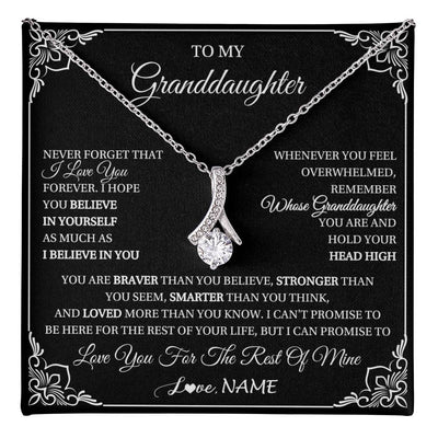 Alluring Beauty Necklace 14K White Gold Finish | 1 | Personalized To My Granddaughter Gift From Grandma Necklace I Love You Believe In You Granddaughter Birthday Gifts Christmas Customized Gift Box Message Card | teecentury
