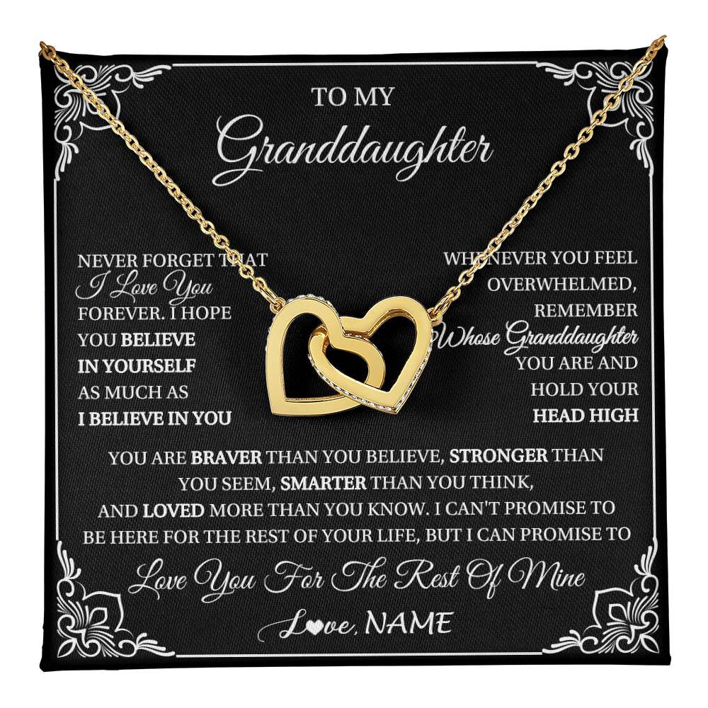 Interlocking Hearts Necklace 18K Yellow Gold Finish | 1 | Personalized To My Granddaughter Gift From Grandma Necklace I Love You Believe In You Granddaughter Birthday Gifts Christmas Customized Gift Box Message Card | teecentury
