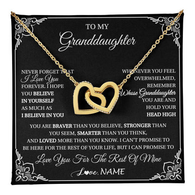 Interlocking Hearts Necklace 18K Yellow Gold Finish | 1 | Personalized To My Granddaughter Gift From Grandma Necklace I Love You Believe In You Granddaughter Birthday Gifts Christmas Customized Gift Box Message Card | teecentury