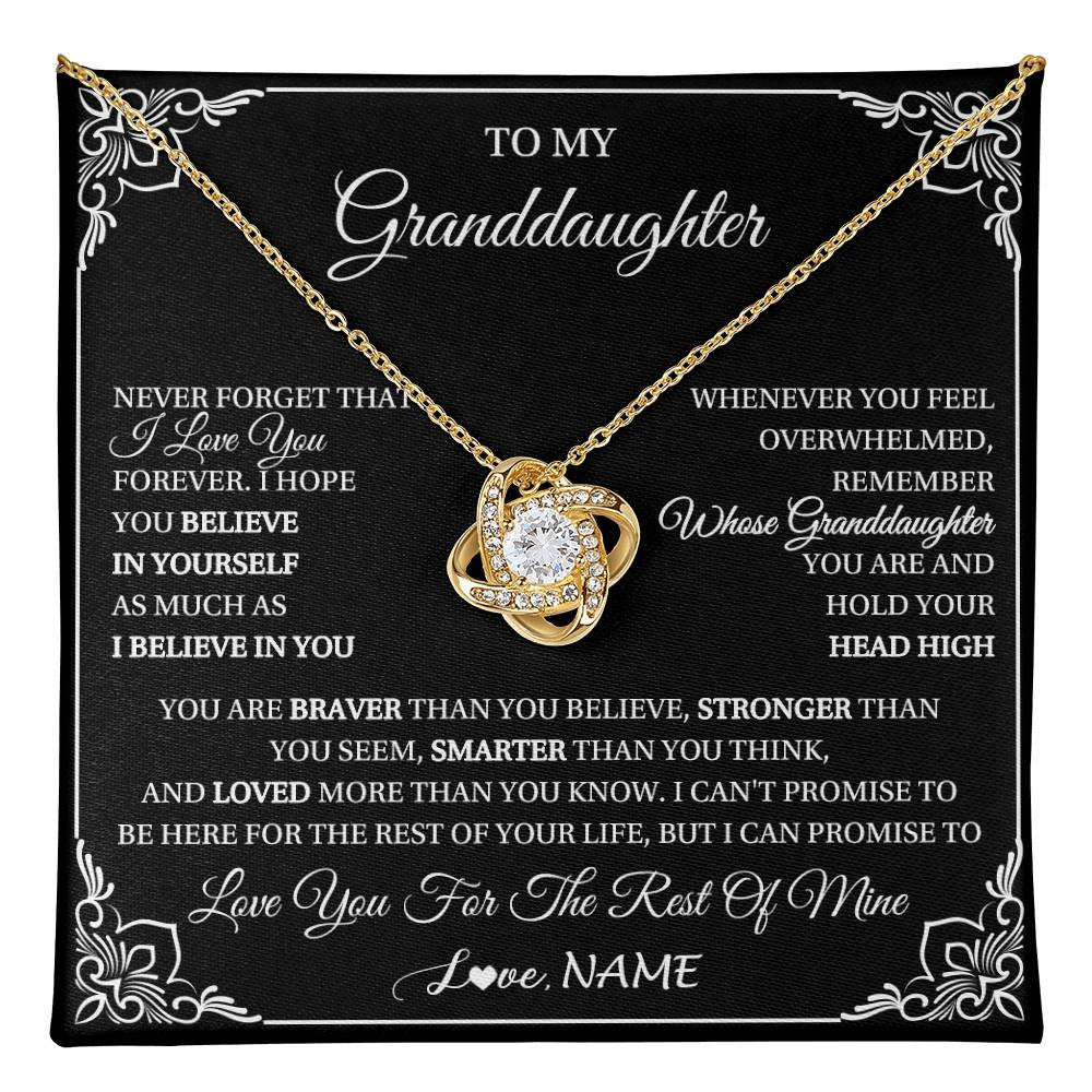 Love Knot Necklace 18K Yellow Gold Finish | 1 | Personalized To My Granddaughter Gift From Grandma Necklace I Love You Believe In You Granddaughter Birthday Gifts Christmas Customized Gift Box Message Card | teecentury
