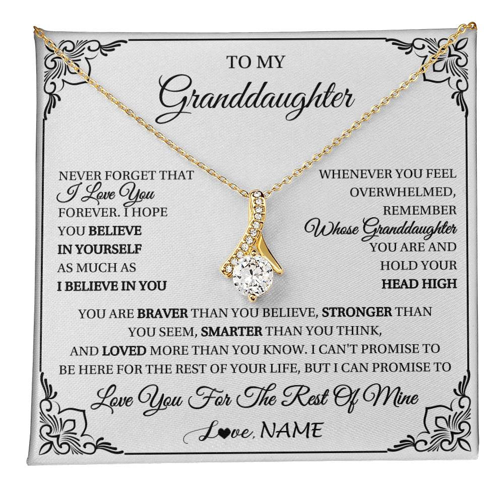 Alluring Beauty Necklace 18K Yellow Gold Finish | 1 | Personalized To My Granddaughter Gift Necklace From Grandma Necklace I Love You Believe In You Granddaughter Birthday Gifts Christmas Customized Gift Box Message Card | teecentury