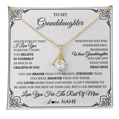 Alluring Beauty Necklace 18K Yellow Gold Finish | 1 | Personalized To My Granddaughter Gift Necklace From Grandma Necklace I Love You Believe In You Granddaughter Birthday Gifts Christmas Customized Gift Box Message Card | teecentury