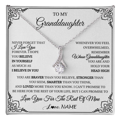 Alluring Beauty Necklace 14K White Gold Finish | 1 | Personalized To My Granddaughter Gift Necklace From Grandma Necklace I Love You Believe In You Granddaughter Birthday Gifts Christmas Customized Gift Box Message Card | teecentury