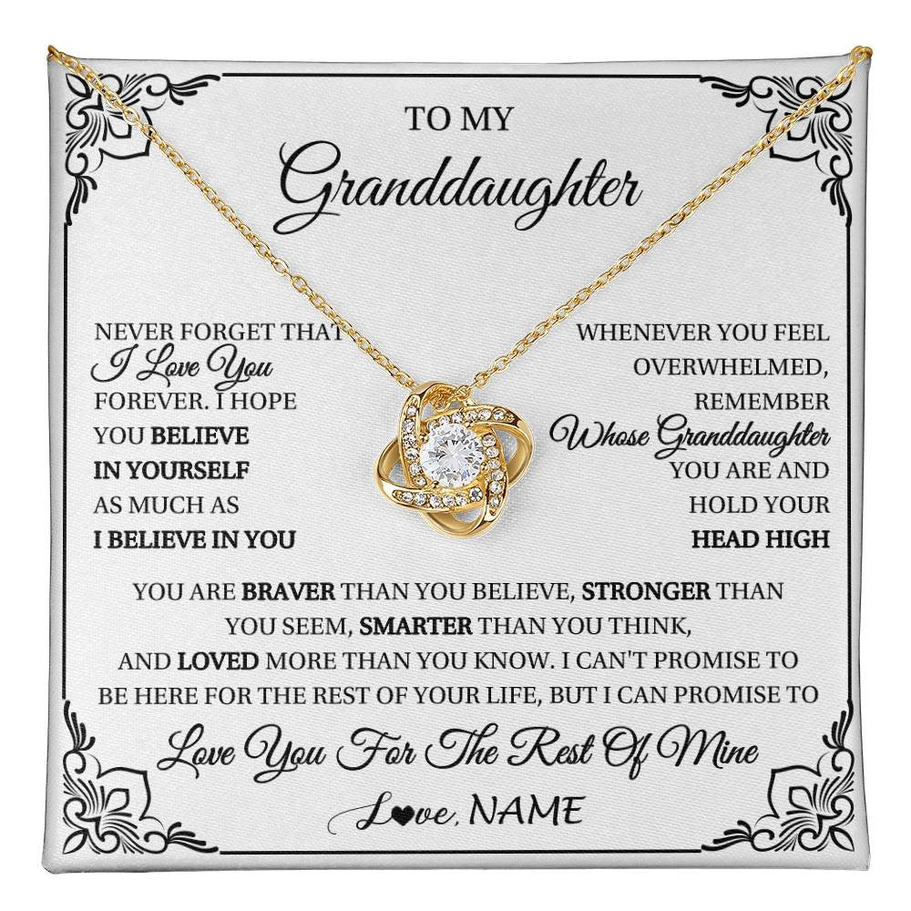 Love Knot Necklace 18K Yellow Gold Finish | 1 | Personalized To My Granddaughter Gift Necklace From Grandma Necklace I Love You Believe In You Granddaughter Birthday Gifts Christmas Customized Gift Box Message Card | teecentury