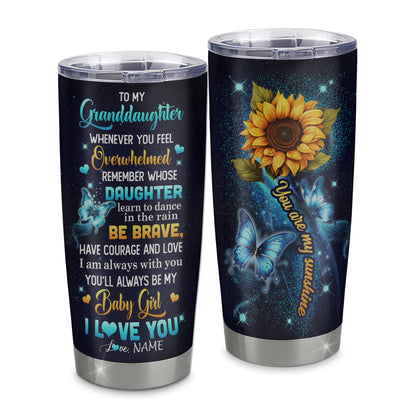 Personalized To My Granddaughter Gift Tumbler From Grandma Stainless Steel Cup Sunflower My Baby Girl Granddaughter Birthday Graduation Christmas Travel Mug | teecentury
