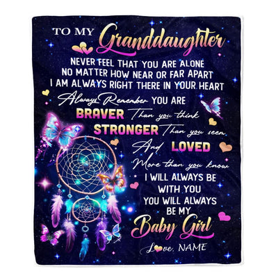 Personalized To My Granddaughter Gifts Blanket From Grandma Dream Catcher Butterfly Girl Granddaughter Birthday Graduation Christmas Customized Fleece Blanket | teecentury